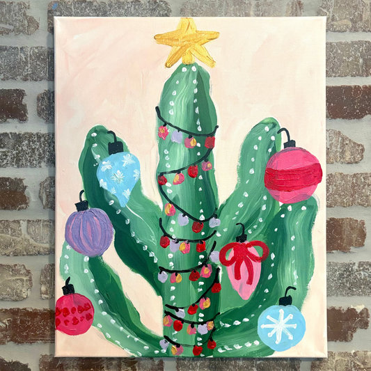 Christmas Cactus Canvas Class - Friday, November 7th - 6:30-8:30PM