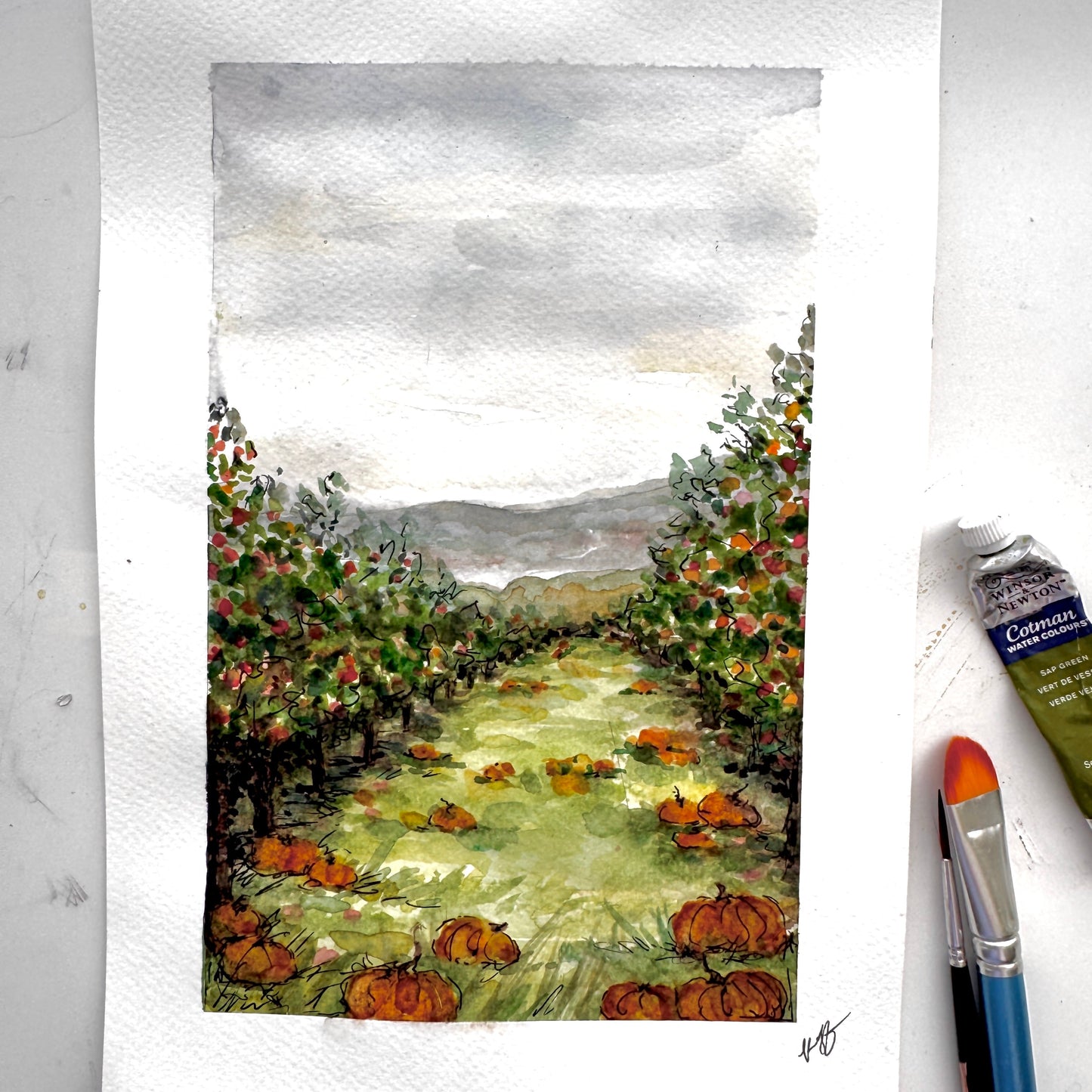 Pumpkin Patch Watercolor Class -Sunday, October 25th 11AM-1PM