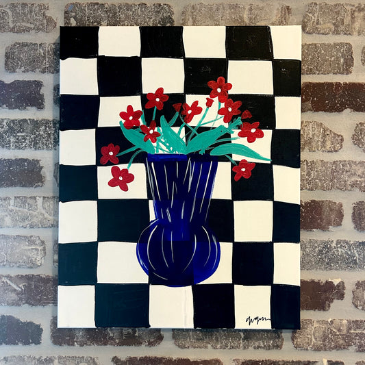 Checkered Florals Canvas Class - Friday, June 14th - 6:30-8:30PM