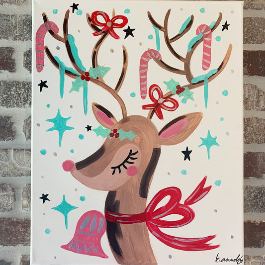 Retro Reindeer Canvas Class - Friday, November 22nd- 6:30-8:30PM