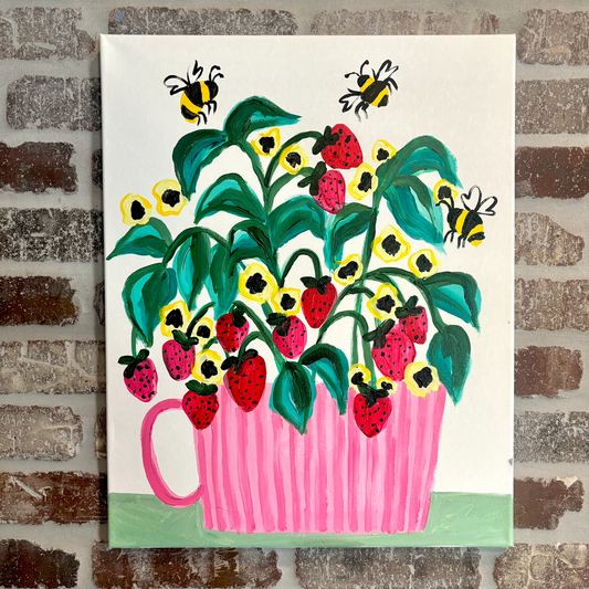 Bees & Berries Canvas Class - Saturday, March 28th - 2:30-4:30PM